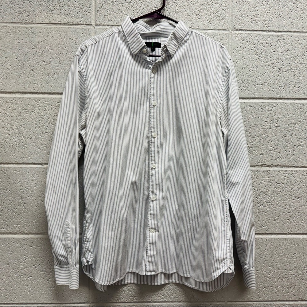 Jasper Conran Men’s Button Down Shirt Large Blue White Pinstripe Classic